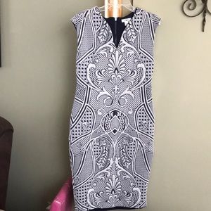 Blue and white pattern dress